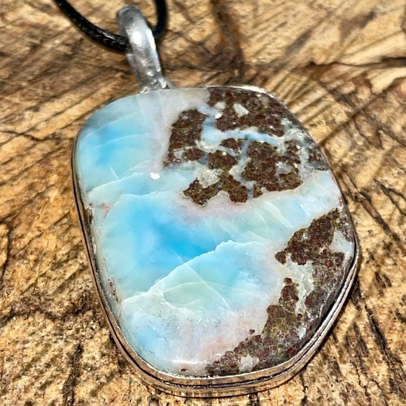 Large Dolphin Stone Large DR Larimar Pendant 2 1/2” - Picture 11 of 16